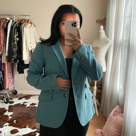 Talbots Teal Blue Woolblend Blazer Size 4 - Picture 3 of 13